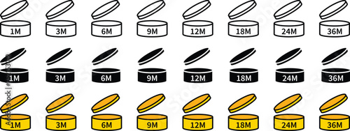 POA, Period after open icons, symbol collection in lined, isolated and colored style. Vector Illustration