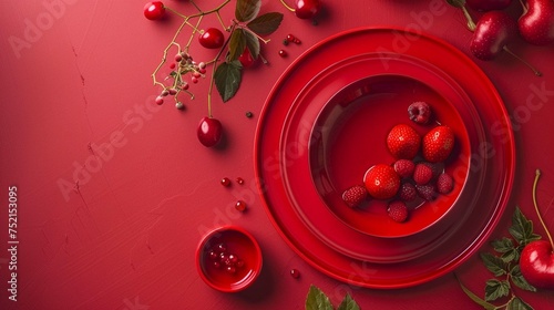 Minimalistic Red Monochrome Gourmet Food Concept © usman