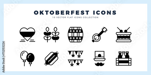 10 Oktoberfest Lineal Fill icon pack. vector illustration.