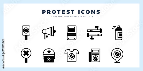 10 Protest Lineal Fill icon pack. vector illustration.