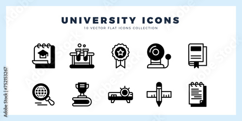 10 University Lineal Fill icon pack. vector illustration. photo