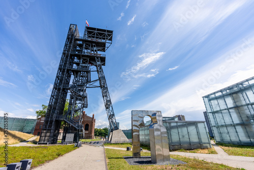 View of tower shaft Warszawa II and Silesian museum, Poland