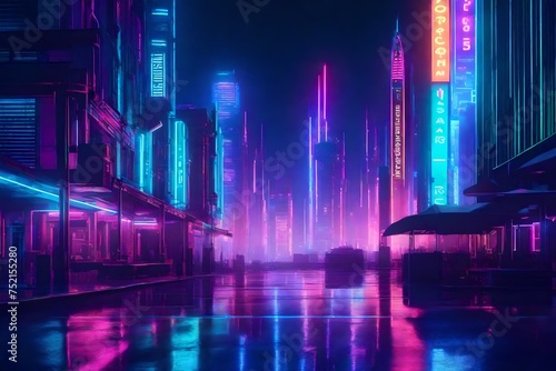 Cyberpunk futuristic street with neon lights