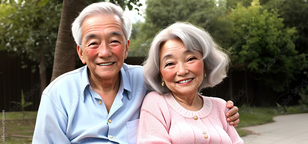 Fototapeta premium 年配のカップル、笑顔｜Senior couple portrait, smile.