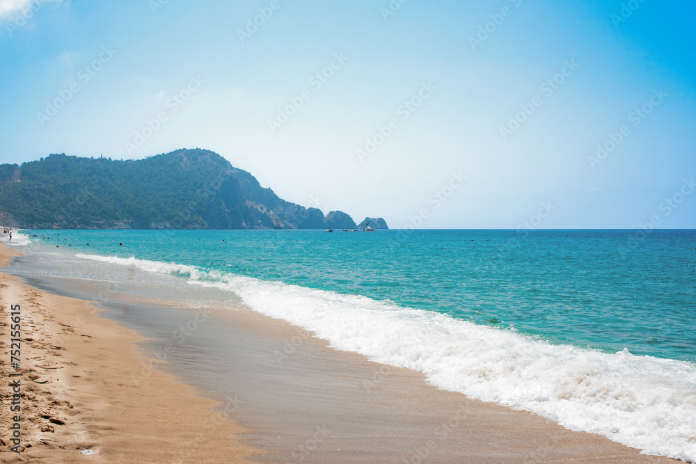 beautiful panorama of alanya with cleopatra beach for banner background