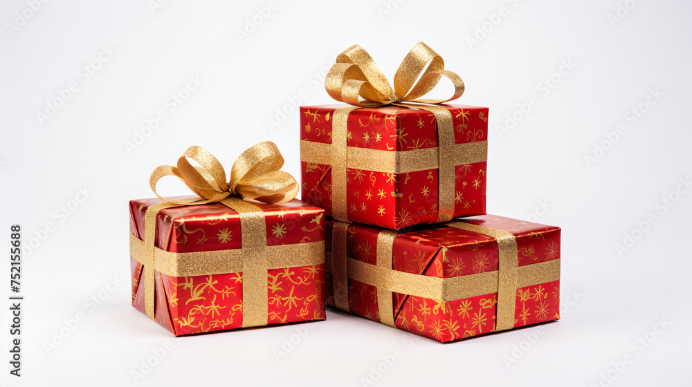 Obraz premium wrapped Christmas presents, side view