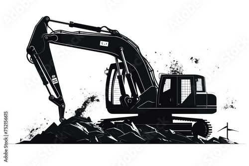 Crawler excavator logo heavy equipment concept Hydraulic vector illustration. Generative AI
