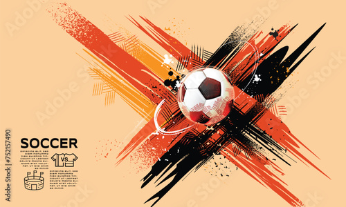 Soccer Template design , Football banner, Sport layout design, Sketch, Drawing, vector ,abstract background, orange