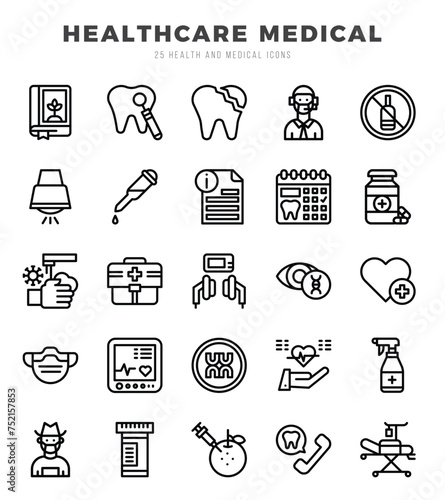 HEALTHCARE MEDICAL icons set. Vector illustration.