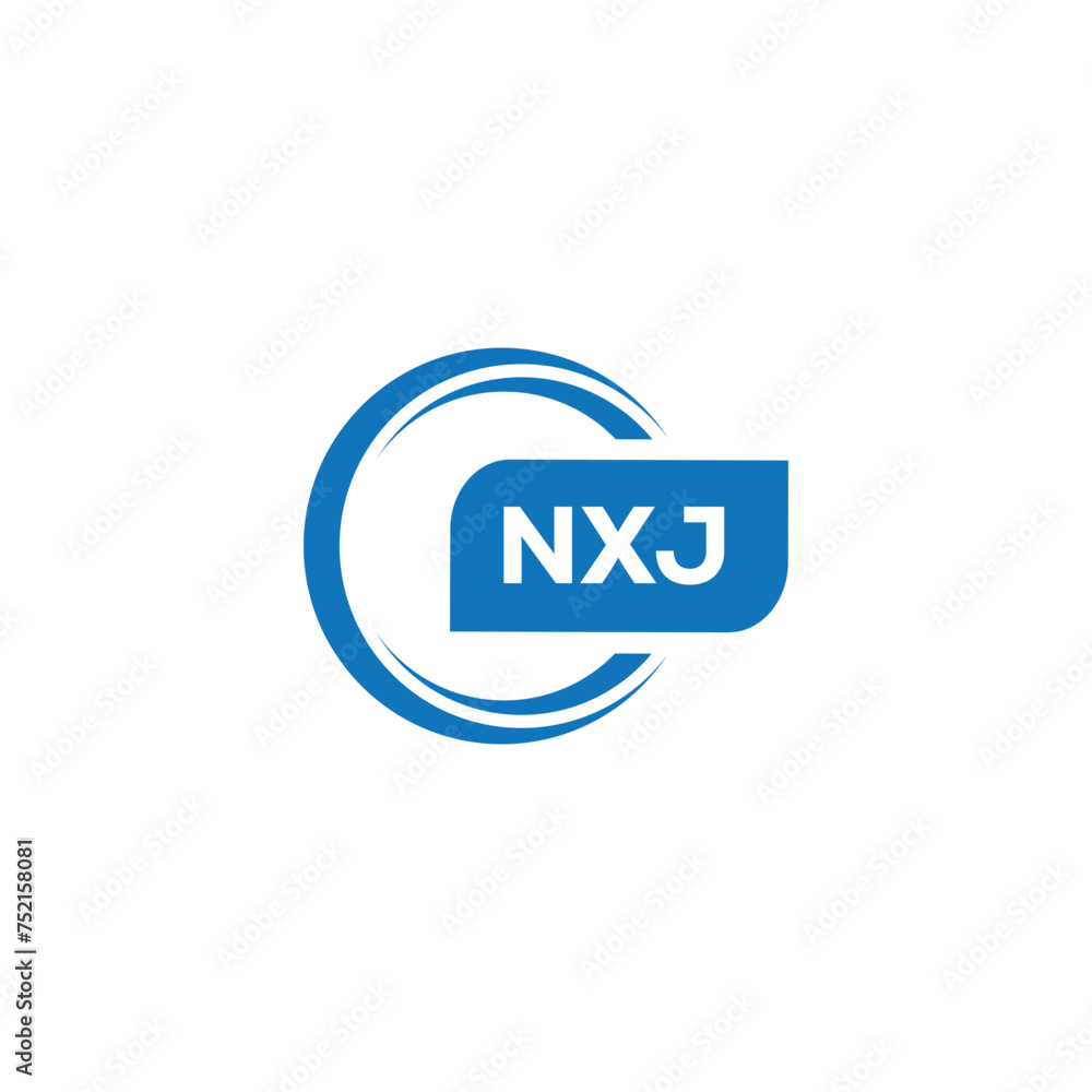 modern minimalist NXJ  monogram initial letters logo design
