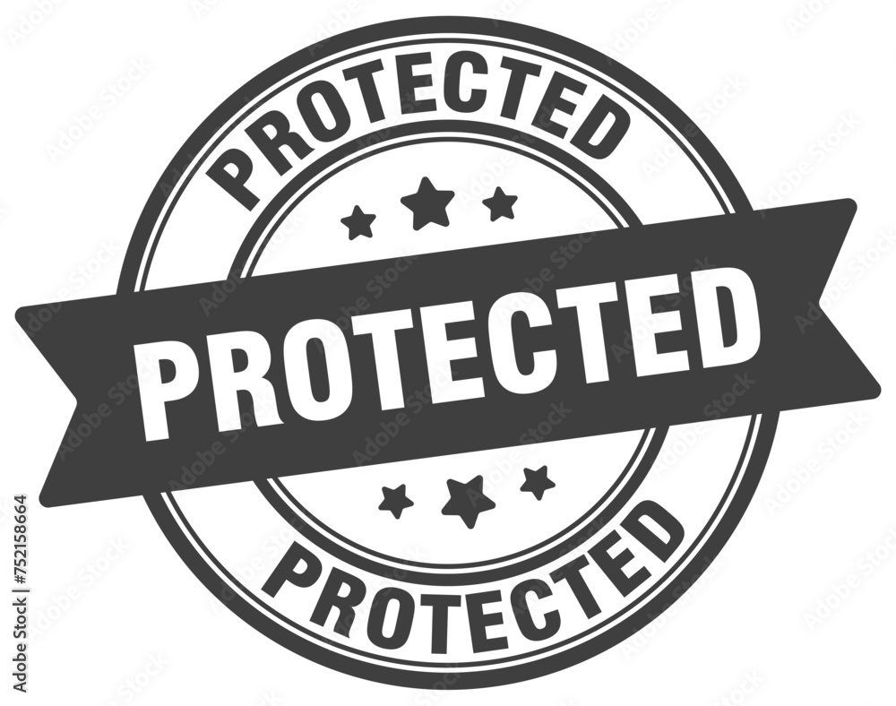protected stamp. protected label on transparent background. round sign