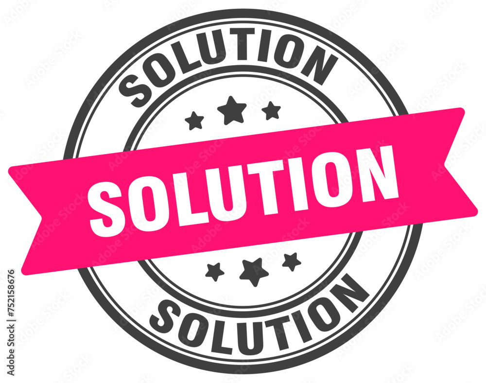 solution stamp. solution label on transparent background. round sign