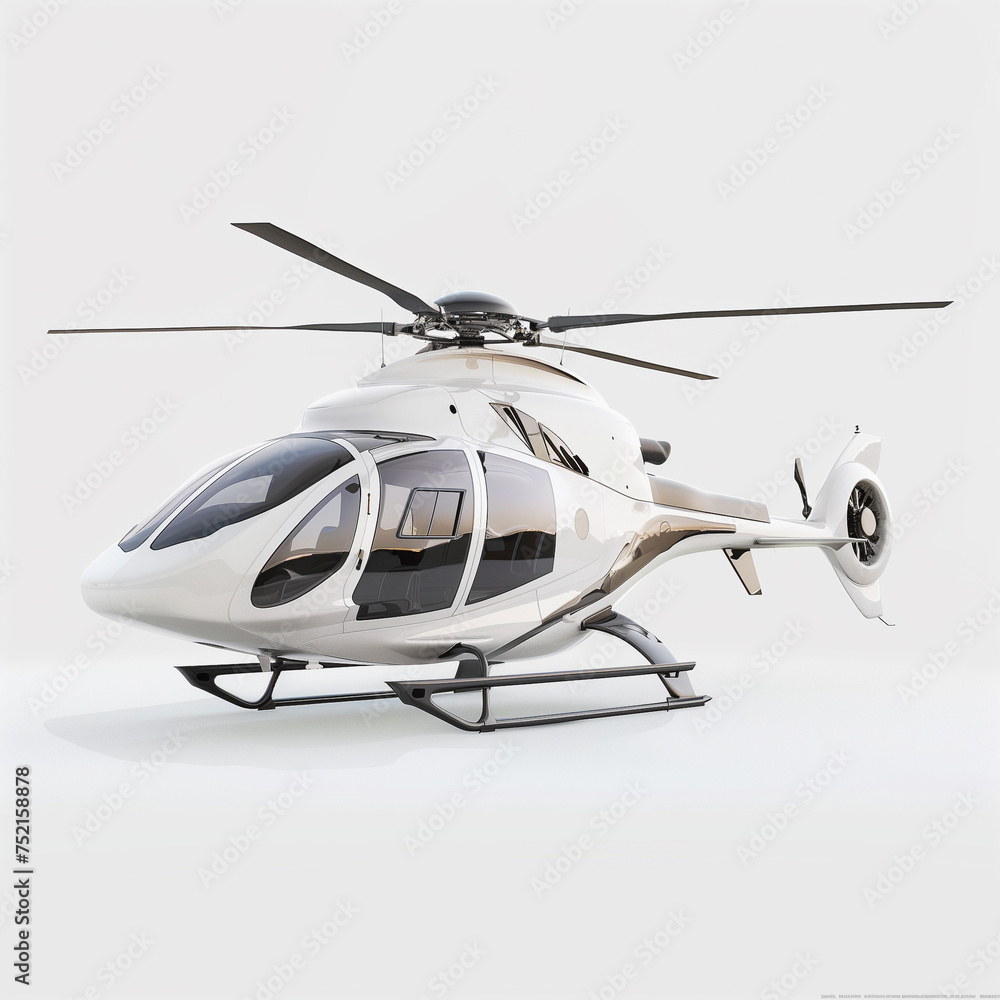 White Helicopter on White Background