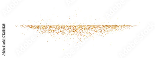 Scattered golden glitter sand realistic vector illustration. Holiday decor. Shining fairytale dust 3d element on white background
