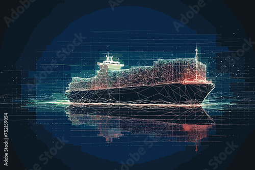 Container cargo freight ship vector illustration. Generative AI