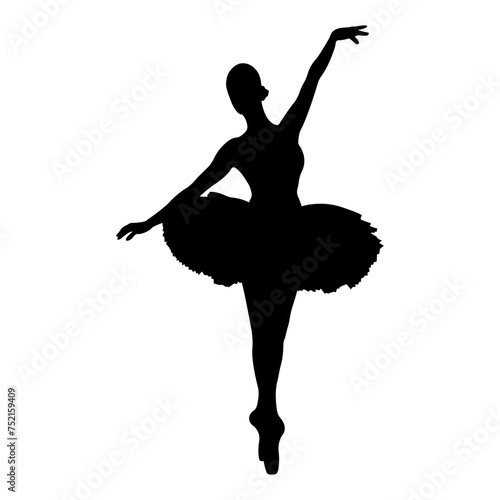 Ballerina silhouette. Ballet banner. Realistic dancer in pointe shoes and tutu. Vector illustration.