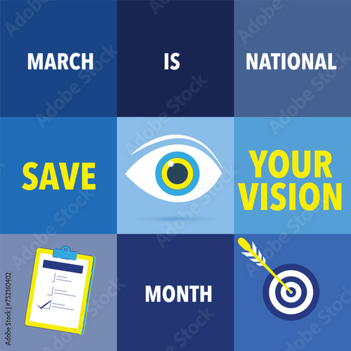 Save your vision month. Right vision vector template for banner, card, poster, background.