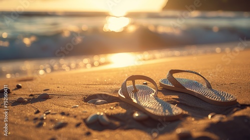 photograph of a pair of sandals on polihale beach sand dune sunlit soft lit backlit bokeh