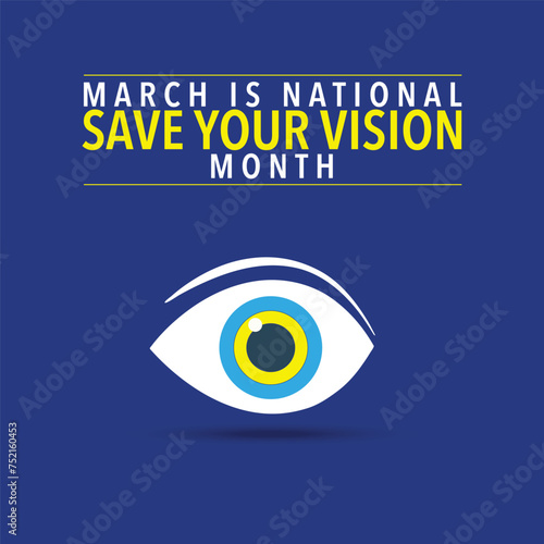 Save your vision month. Right vision vector template for banner, card, poster, background.