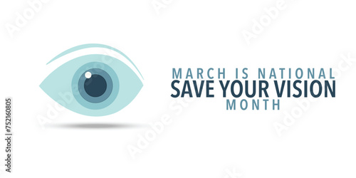 Save your vision month. Right vision vector template for banner, card, poster, background.