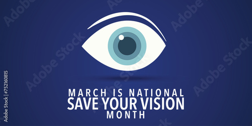 Save your vision month. Right vision vector template for banner, card, poster, background.