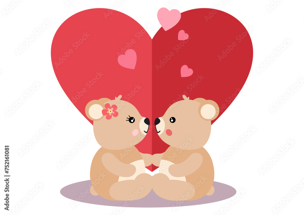 Cute teddy bear couple in love Cute teddy bear couple in love