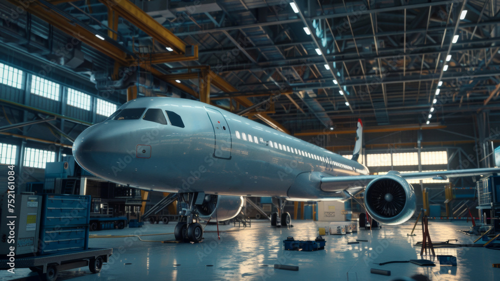 Jetliner pride: an aircraft basks in the grandeur of a state-of-the-art hangar. Jetliner pride: an aircraft basks in the grandeur of a state-of-the-art hangar.