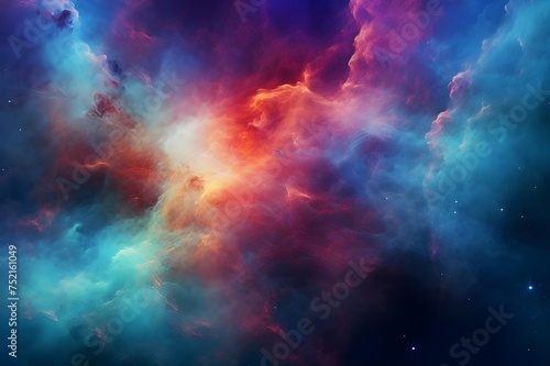 Abstract Nebula Creation: Artistic representation of a nebula, blending vibrant colors in a cosmic display.