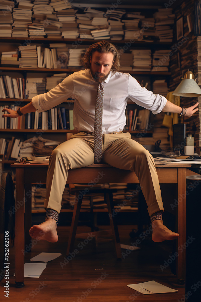 Man Sitting on Chair in Front of Desk Man Sitting on Chair in Front of Desk