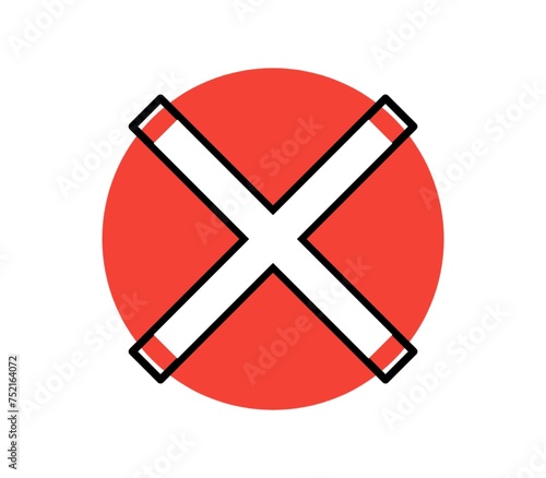 Cross icon. Orange gradient failed or mistake line icons set. Error mark icon symbol. Vector stock illustration.