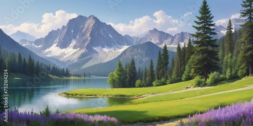 Serene Mountain Lake Landscape