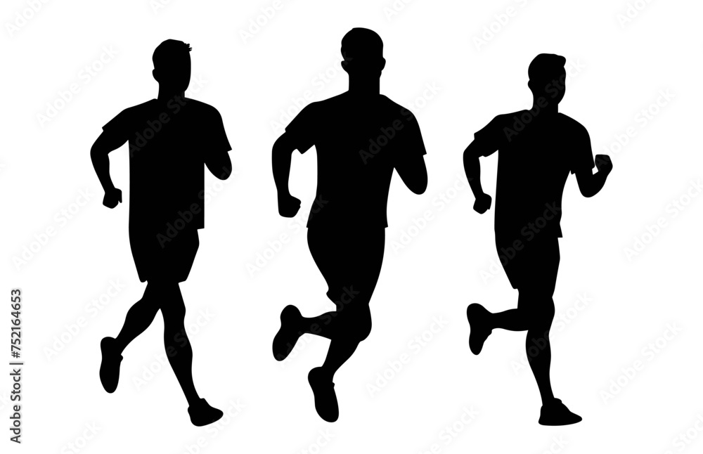 Boys jogging silhouette,  Running people silhouette, Run concept.