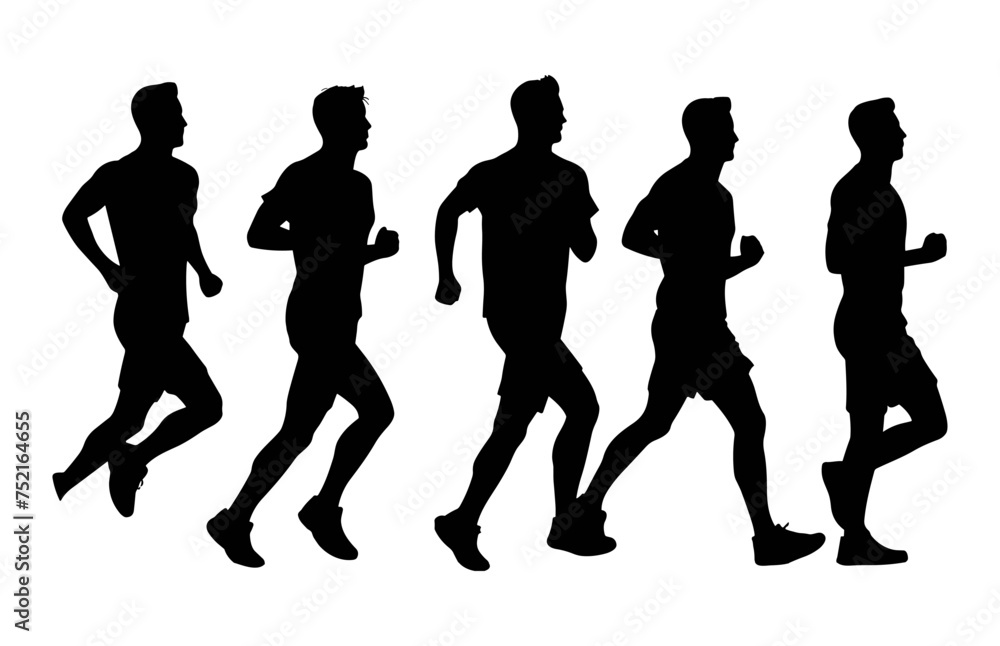 Boys jogging silhouette,  Running people silhouette, Run concept.