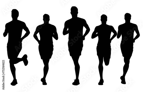Boys jogging silhouette, Running people silhouette, Run concept.