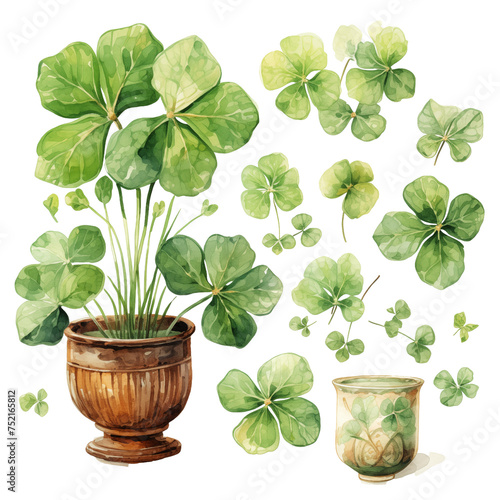 set of St Patrick's watercolor elements