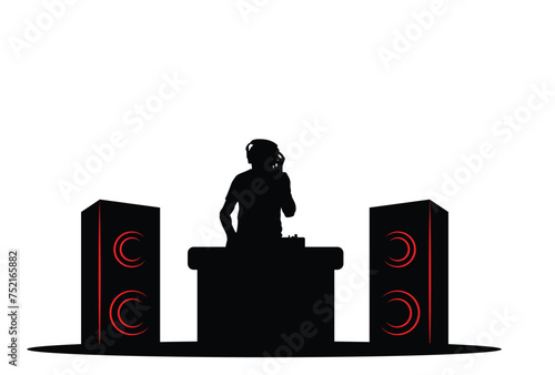 DJ Silhouette at Disco. Lifestyle profession and leisure concept vector