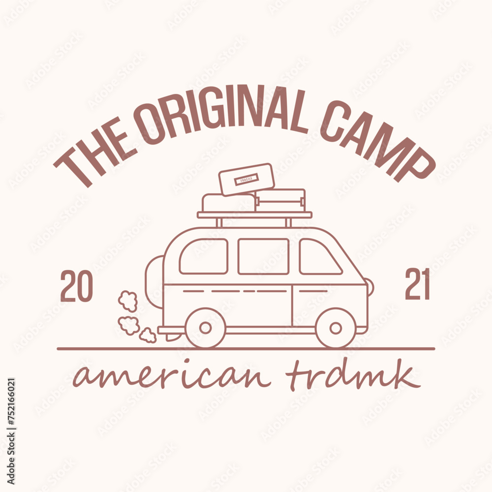 logo vector campervan road to the mountain simple concept retro vintage sticker and apparel illustration logo vector campervan road to the mountain simple concept retro vintage sticker and apparel illustration