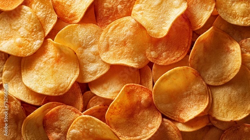 Image of crispy potato chips background.
