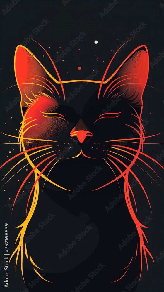 Symmetrical Illustration of a Cute Red and Black Cat Symmetrical Illustration of a Cute Red and Black Cat