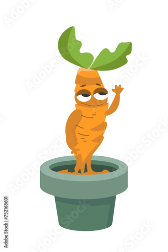 Cute magic object plant on white background. Halloween and wizard school. Cartoon item for design. Vector illustration.