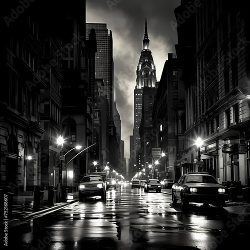 Classic black and white cityscape. 