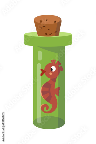 Cute magic object on white background. Halloween and wizard school. Cartoon tube with dried item for design. Vector illustration.