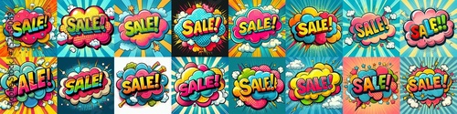 Sale  on a cloud in bright colors  pop-art style. AI generated illustration