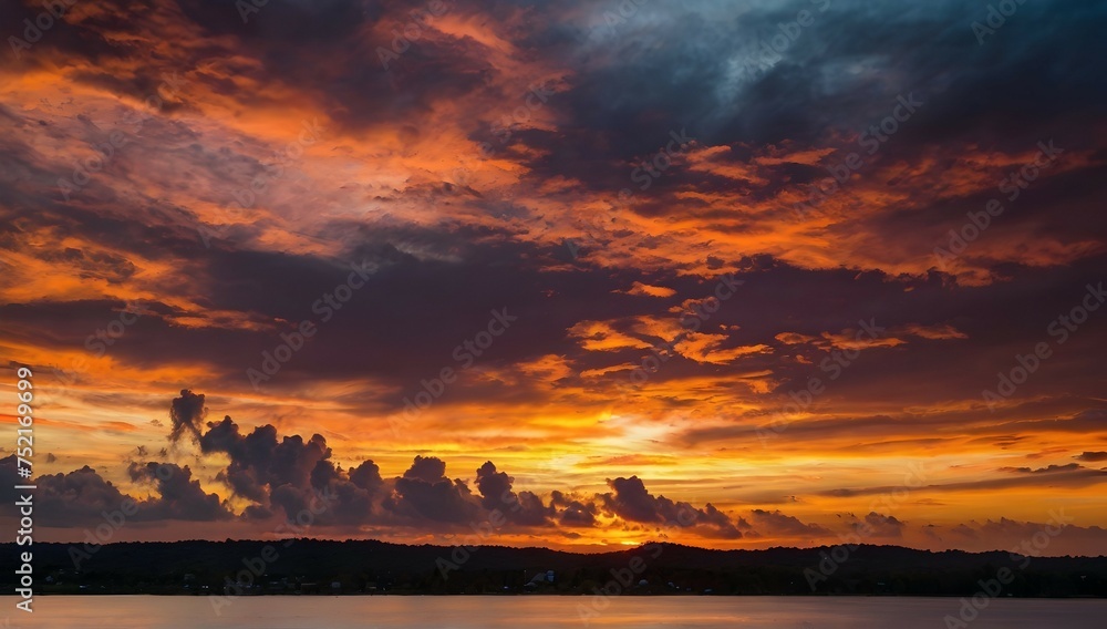 Colorful and dramatic sunset sky background
