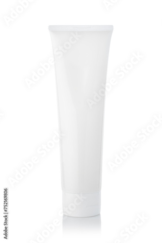 blank packaging aluminum tube for toothpaste or cosmetic product design mockup isolated on white background. Cream tube. Skin care