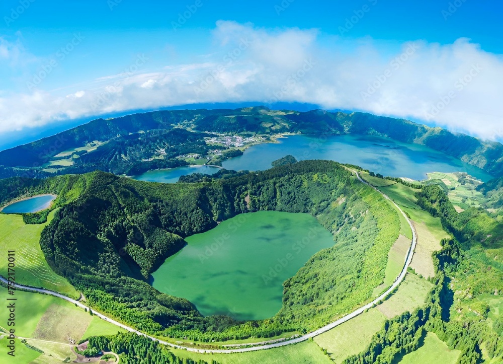Fototapeta premium Beautifiul Sete Cidades Lakes, San Miguel island, The Azores, Portugal, Europe