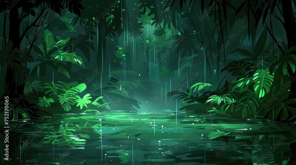 Obraz premium Deep Forest. Fantasy Backdrop. Concept Art. Realistic Illustration