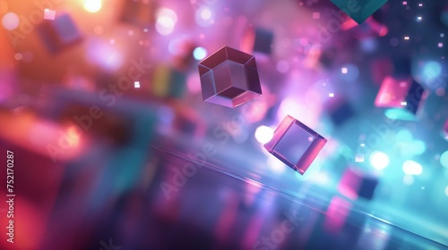 Image of floating cubes and 3D shapes.