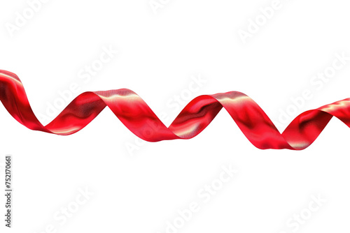 Red Wavy Ribbon Isolated On Transparent Background