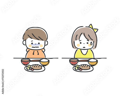 食欲のない子供のイラスト